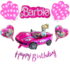 Set aranjament bundle 24 baloane Barbie folie si latex cu Ghirlanda Happy Birthday Roz