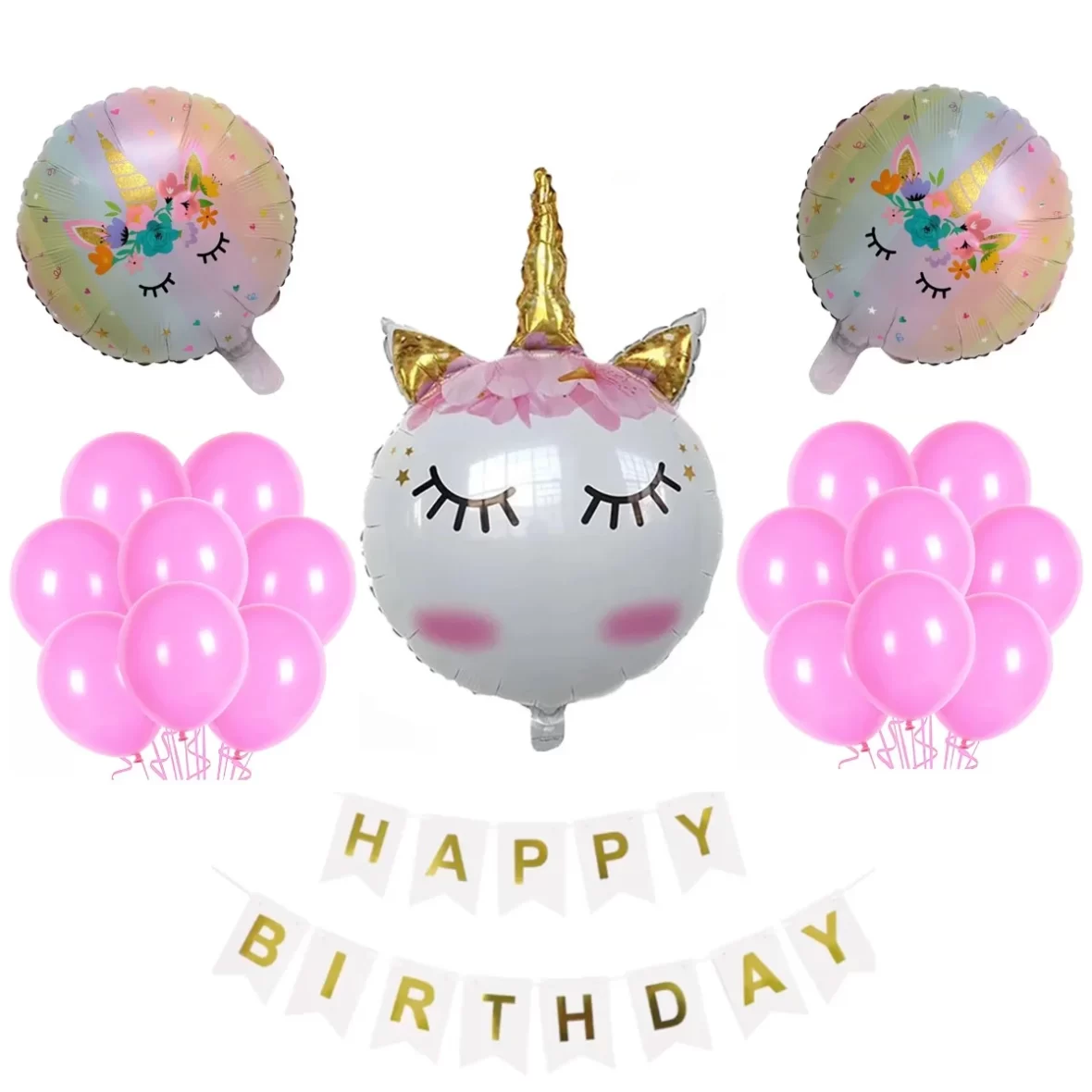 Set aranjament bundle 23 baloane folie si latex Unicorn model 2