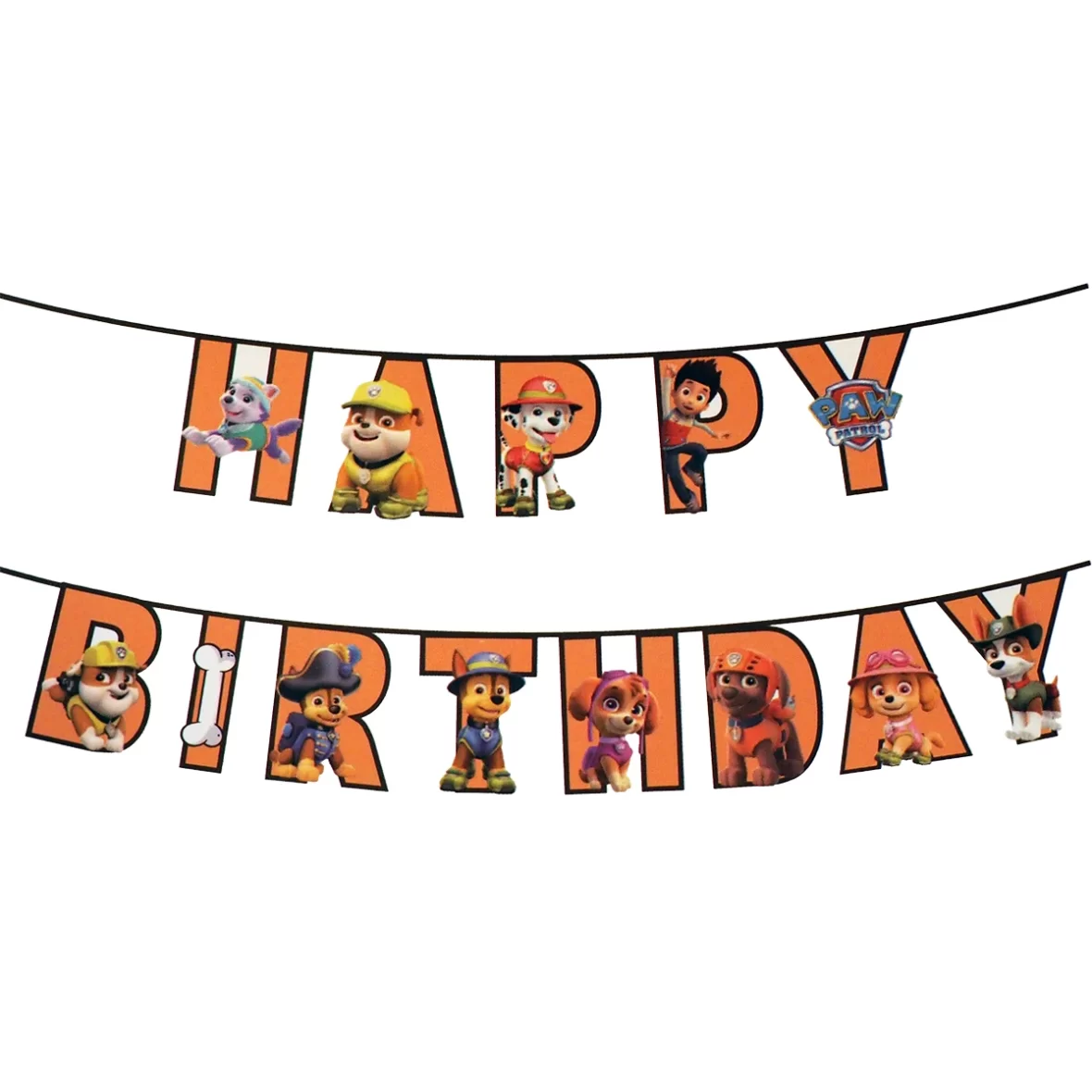 Set ghirlanda Happy Birthday cu tematica Patrula Catelusilor