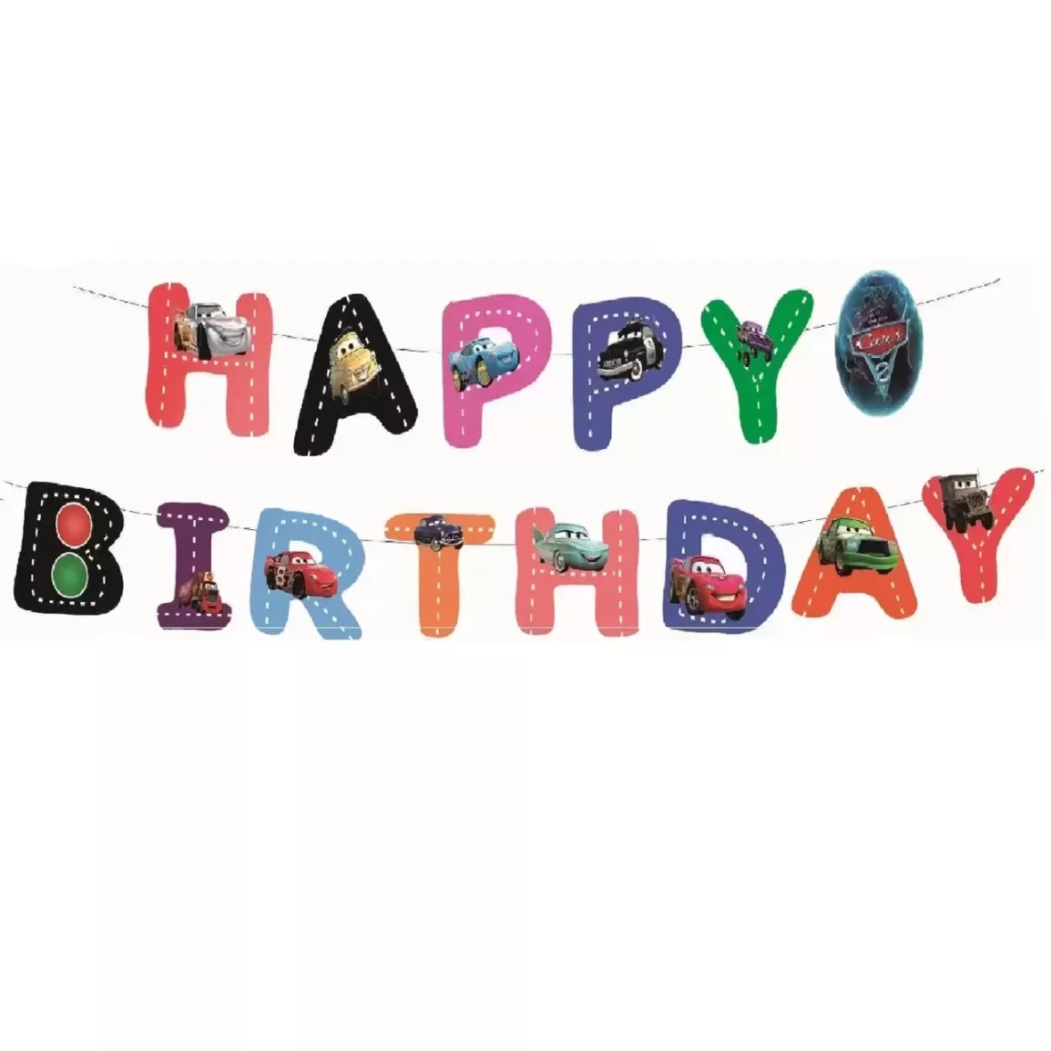 Set ghirlanda Happy Birthday cu tematica Cars