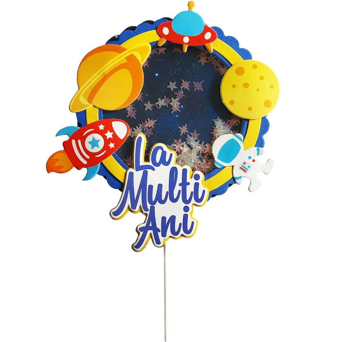 Topper La Multi Ani Space Party 23 cm