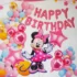 Set decor 60 baloane folie si latex Minnie cu Ghirlanda Happy Birthday si decoratiuni