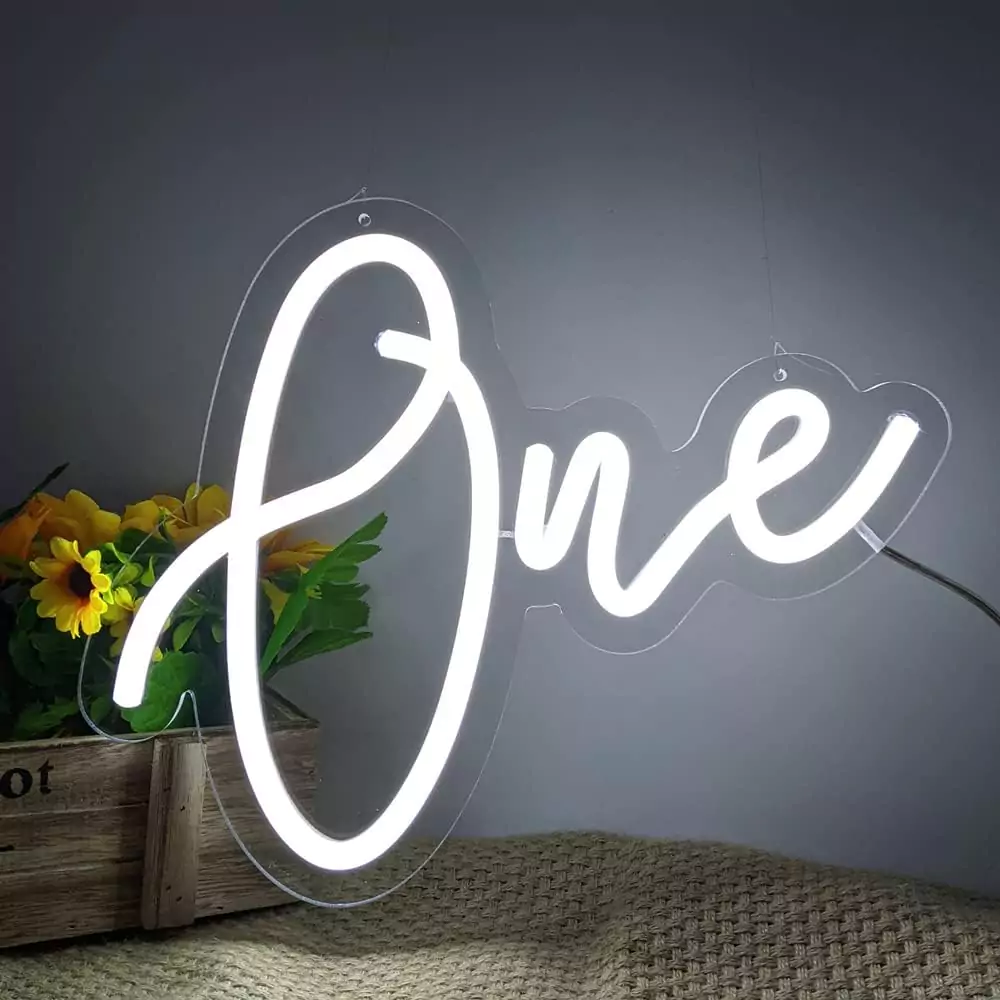 Banner luminos Led Neon ONE, fundal transparent, 33 x 25 cm