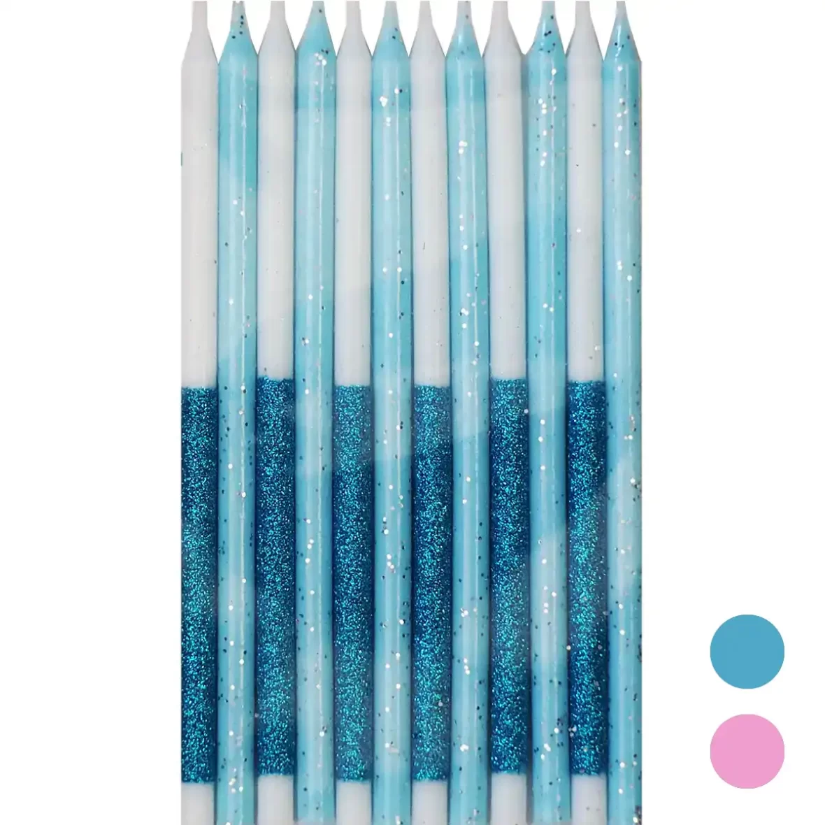 Set 12 lumanari de tort cu glitter