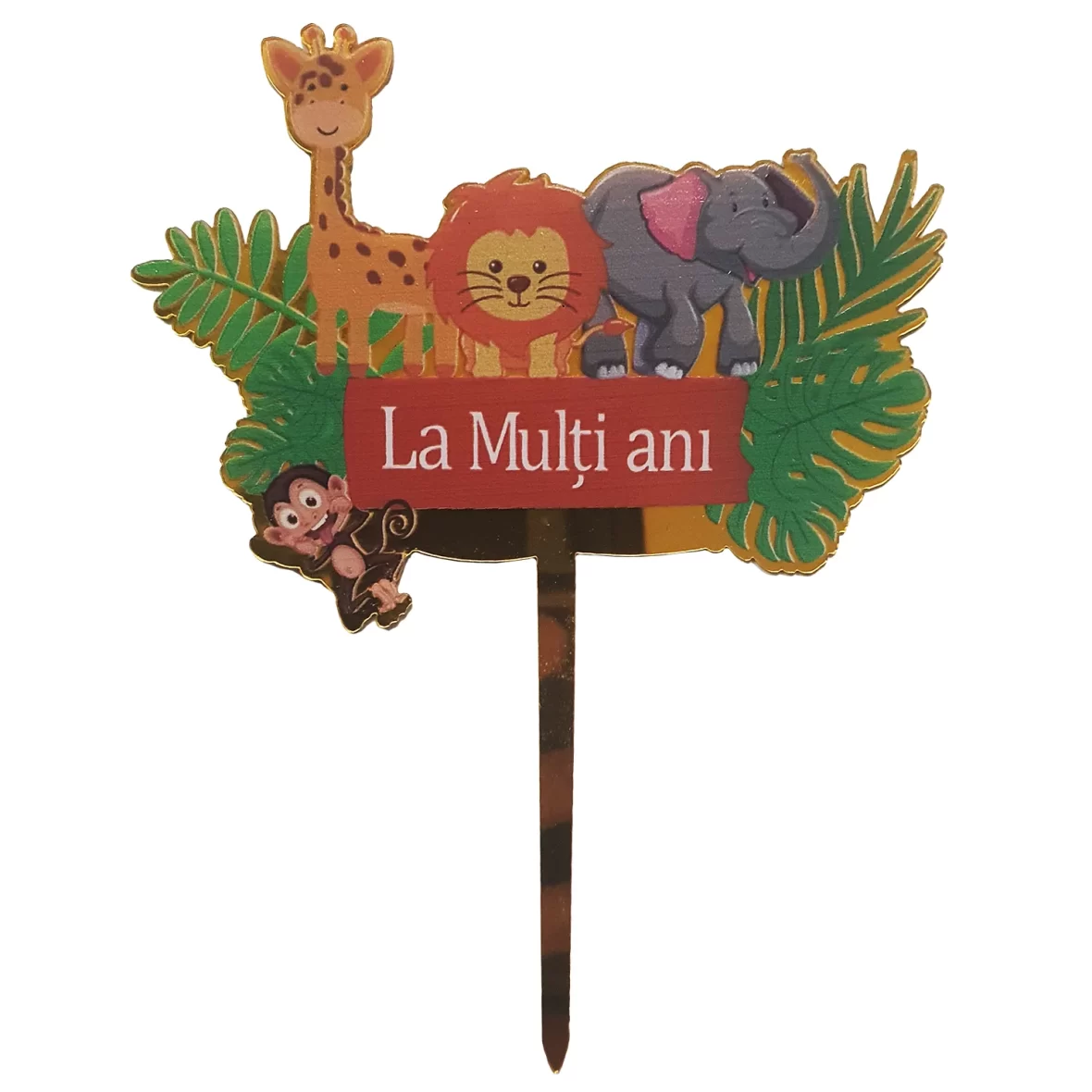 Topper Tort La Multi Ani Jungle Party, model 2, 13 cm