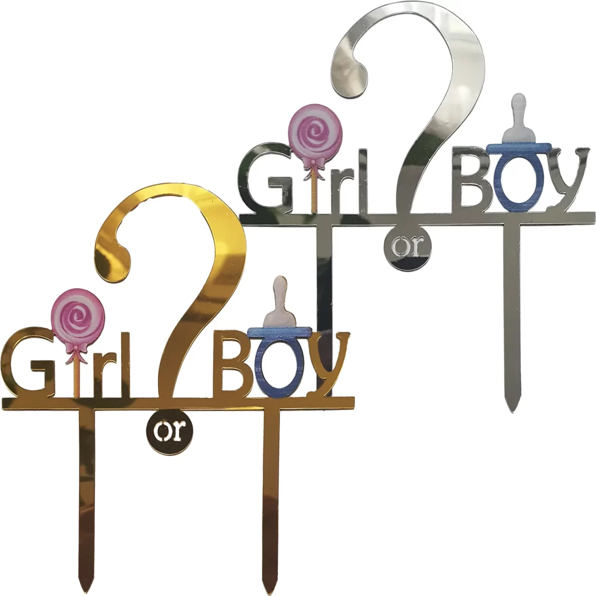 Topper Tort Gender Reveal Boy or Girl 17 cm