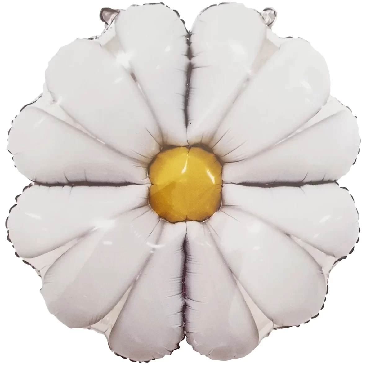 Balon Uriaș Floare Margareta, Umflare cu Aer sau Heliu, Folie Mylar, Alb-Galben, 90 cm